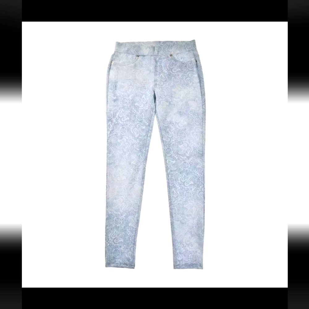 Michael Kors Blue White Paisley Leggings Jeans Women's Large Pants NWT B20#18